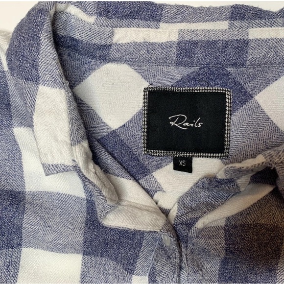 Rails Flannel Button Down Checkered Plaid Shirt XS Buffalo Blue White. 212 - Picture 2 of 3